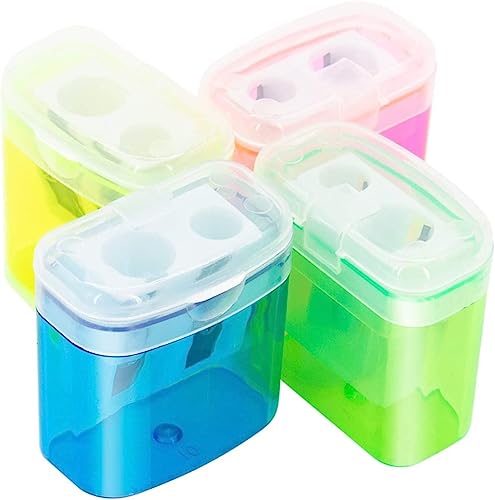 ZYQHMY 4pcs Pencil Sharpeners Small Manual Hole Pencil with Lid Sharpener Bulk Cute 4 Color for School Home
