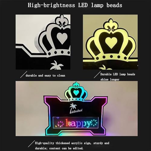LED Bottle Presenter Programmable, Bottle Service Signs for Night Club, with Color Change and Scrolling Message, Birthday DIY Custom - crylic LED Logo Message Board,BigScreen