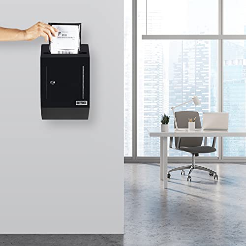 Durabox Drop Box Deposit Safe 10 x 4 x 16” Heavy Duty Steel with Slim Profile Wall Mailbox with Wide Deposit Slot for Letters, Documents Checks and Cash for Home, Office & Commercial (W300) (Black)