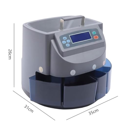 JOSBY Electronic Coin Counter Machine, 230 Coins/min Coin Sorter, Commercial Money Sorting Machine, Smart Control Panel, 500 Coins Capacity, Cumulative Counting & Denomination, for Banks, Shop,
