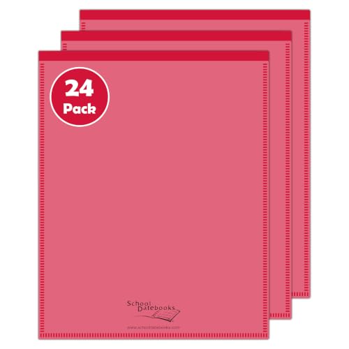 Heavy Duty Double Pocket File Folders, Red Folders for Classwork, Set of 24