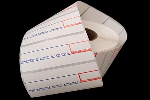 Aquos CAS Scale Labels Roll – White Label Roll for CAS Scales | Thermal Printer Stickers | Self Stick Deli Scale Labels for Food & Meat Packaging (24 Rolls, 8000)