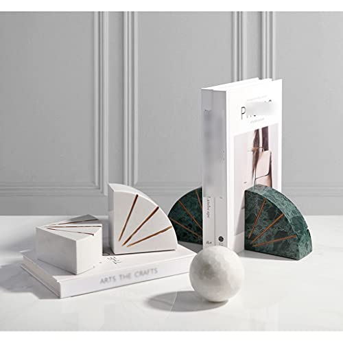 SUNESA Bookends Marble Bookend Book By Decoration Study Living Room Book By Office Bedroom Desktop Book Stand Decoration Book Holder (Color : Brass)