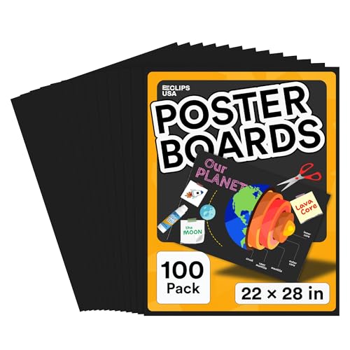 Black Poster Board Black Poster Paper 22x28 Large Poster Board Bulk School Supplies 100 Pack (22 x 28)
