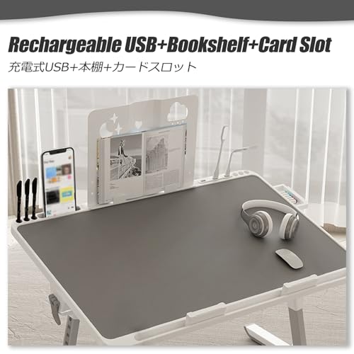 YFAURNDE Lap Desk,Bed Tray Table,Folding Lap Desk,Desk Stand for Bed,Lap Tray Portable Standing Table,Adjustable Angle and Height,Easy to fold, no Space Required(Gray Upgrade)