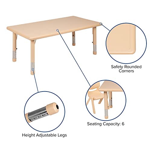 Flash Furniture 48x24 in Plastic Rectangular Activity Table, Natural
