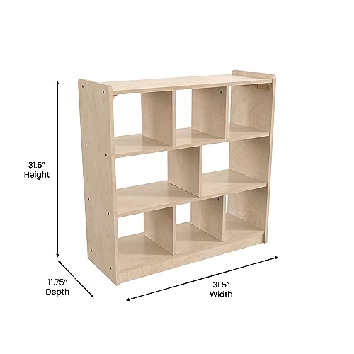 Classroom Essentials Commercial Grade 8 Section Modular Wooden Classroom Open Storage Unit, Safe, Kid Friendly Design, Natural
