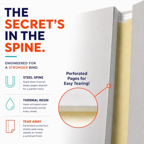 Custom Spine Covers for Thermal Binding – Binder Spine Only for 20–340 Sheets – Use with Any Thermal Binding Machine – Portrait & Landscape – Peleman (Navy, 20 Sheets Max - 100/Box)