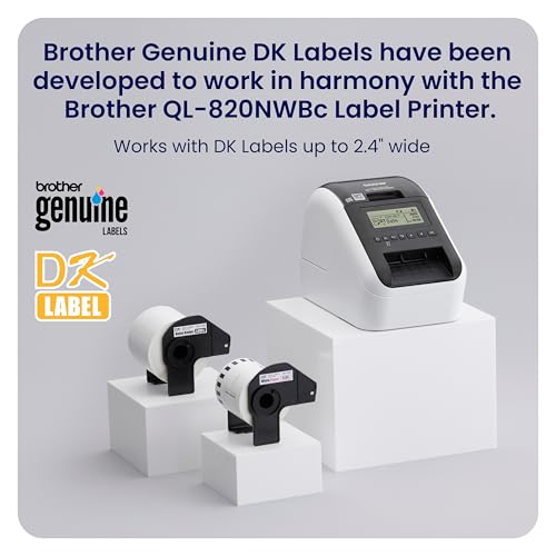 Brother QL-820NWBC Ultra Flexible Label Printer with Multiple Connectivity Options (Bundle with 2 Rolls of Genuine DK Label Tapes)