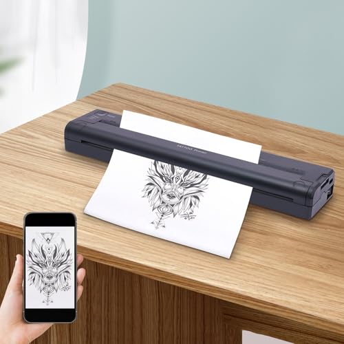 Ncescmal Portable USB Wireless Bluetooth Black Tattoo Printer Compatible with Android, iOS Phone, Ipad & PC-Side