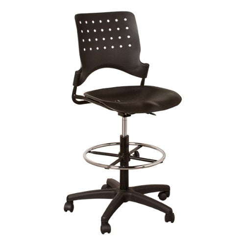 Learniture Ballard Adjustable Height Drafting Stool w/Chrome Foot Ring NOR-TSU3004-SO- Black
