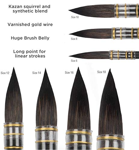 Creative Mark Danube Professional Watercolor Quill Brushes Size #16 - Kazan Squirrel and Synthetic Hair Watercolor Brushes for Painting