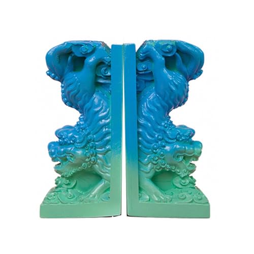 Book Organizer Heavy Duty Bookends for Shelves Chinese Blue and Green Gradient Decorative Great for Library Office Home School
