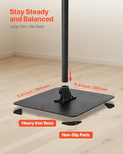 VEVOR Projector Stand, Projector Floor Stand with Adjustable Height 30.3 to 63.4 inch, 360° Horizontal Rotation Projectors Cart for Meetings, Outdoor Movies, Video Stand, Gimbal Mount or Tray Support