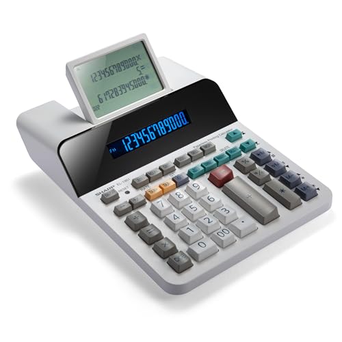 Sharp Paperless Printing Desk Calculator, White (EL-1901)