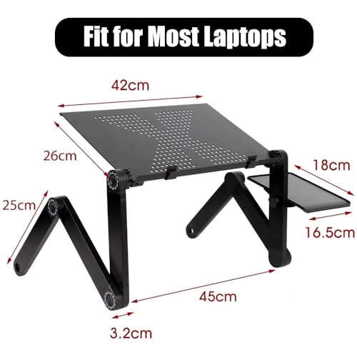 PPXCZZ Adjustable Portable Laptop Desk Stand, Aluminum Alloy with Mouse Pad, 360° Adjustable, Anti-Slip, Foldable, for Laptops up to 17 inches