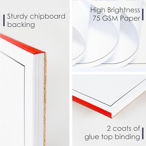 GeekNavy 11" x 17" Quadrille Graph Paper 50 Sheets Landscape - 0.25" 4x4 Square Grid, Blueprint, High Brightness, Border-Outlined, Large Drafting (3-Pack)