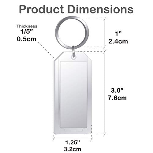 Premium Key Tag 3” Slip-Slot Plastic Heavy Duty (Clear Crystal Color) (16 Pack) (Label and Ring included) (Made in USA)
