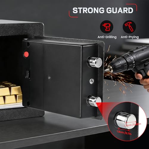 GVUHR Fireproof Safe Box for Handgun and Home Documents - Key and Password Entry with Reset, Fire-Resistant and Waterproof Wall Mounted Metal Safe with Anti-Pry Design (WHITE)