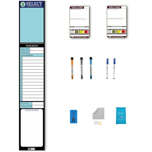 PMXBOARD Kaizen Select Board Set – Magnetic Team Launch & Communication Board with 2 Idea Cards, Markers & Cleaning Kit | Lean CI Kickoff Board for Kaizen Team Alignment & Project Start-Up