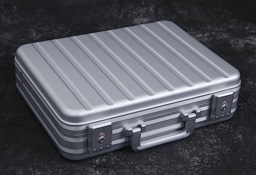 urecimy Silver Briefcase Aluminum Attache Case Padded Laptop Briefcase Combo TSA Lock Hard Sided Money Suitcase with Foam