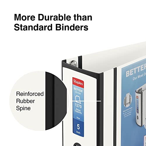 Staples Better 5-Inch D-Ring View Binder, Reinforced Spine