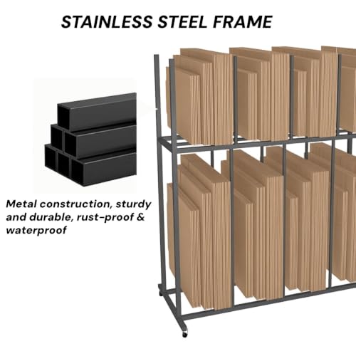 Mobile Carton Storage Rack, Metal Cardboard Box Storage Rack, Cardboard Box Stand for Home Supermarket Warehouse Commercial(3 Tier)