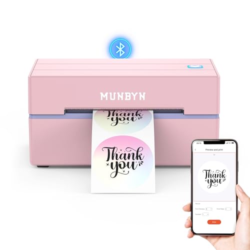 MUNBYN Bluetooth Thermal Label Printer, Wireless 4x6 Shipping Label Printer