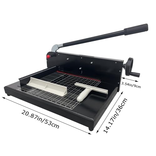 EQCOTWEA Manual Stack Paper Cutter, Max 12.2inch A4 Cutting Width Guillotine Paper Trimmer, 0.02inch-1.58inch(0.5-40mm) Cutting Thickness with Gridlines Metal Base Desktop Stack Cutter Black Color