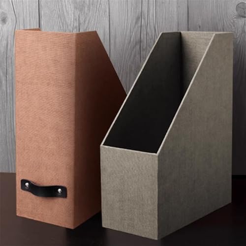 File Rack Cardboard Magazine Holder, A4 File Document Storage Folder Dividers Desktop Organiser Letter Trays(Brown)