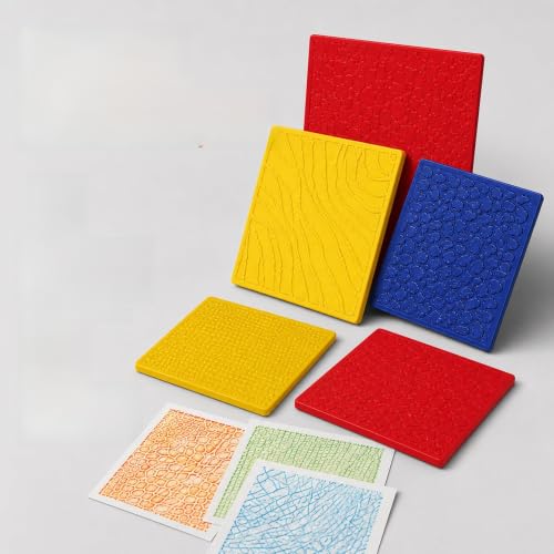 Casafoyer Animal Skins Texture Rubbing Plates for Kids' Art, 7x7 Inches, Set of 6 – Animal Texture Rubbing Plates for Creative Learning (Case of 2)