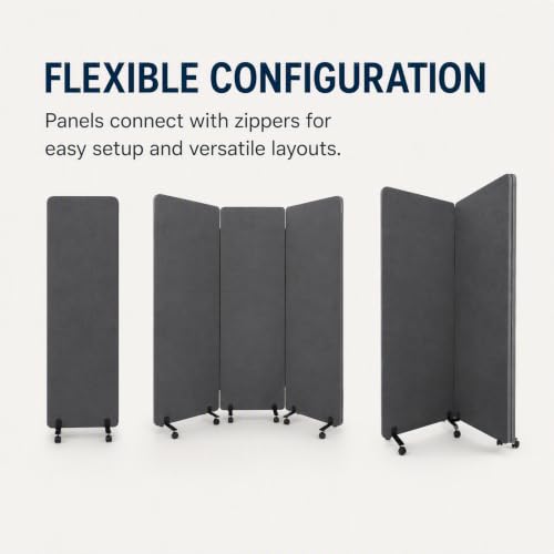 3 Panel Acoustic Soundproof Room Divider, Foldable Office Partitions