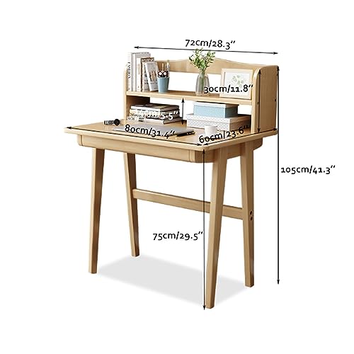 JITEM Computer Desk W/Bookshelf Wooden Home Office Writing Desk Modern Makeup Vanity Desk Workstation Laptop Table for Bedroom