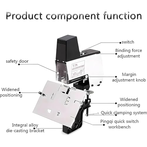 McbeAn Electric Saddle Stapler, Stapler Binder Machine with Pedal, 1-9 Levels of Intensity Adjust, Fast and Efficient Binding, Binding Thickness 2-30 Sheets of Paper, for Graphic Stores, Schools