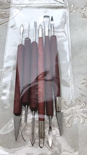 TXGJWRA 6Pcs/Set Wood Clay Sculpting Kit Smoothing Wax Carving Pottery Ceramic Tools Polymer Shapers Modeling Carved Tool