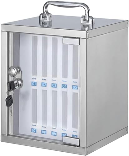 CZHIXG 12 Slots Stainless Steel Clear Cell Phones Storage Cabinet Pocket Chart Storage Locker Box with Handle for Office Classroom-1