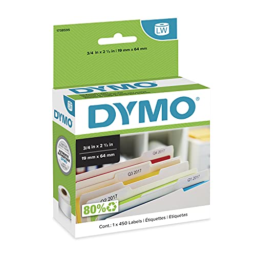 DYMO Authentic LW File Barcode Labels for LabelWriter Label Printers, White, 3/4" x 2-1/2", 1 Roll of 450