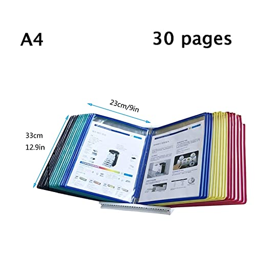 Desktop Reference Organizer - Catalog Display Rack, Metal Wall Kit Holder, 30 Double-Sided Panels, Desktop/Wall Documents, Presentation of A4 Documents (Color : Multi-Coloured)
