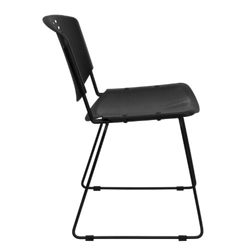 Flash Furniture HERCULES Series 400 lb. Capacity Black Plastic Stack Chair with Black Frame