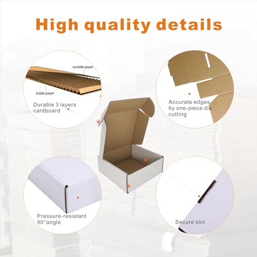 CH-BOX 400 Pack 5x5x2'' Small Shipping Boxes, Corrugated Cardboard Mailers for Business, White (CM552-400)