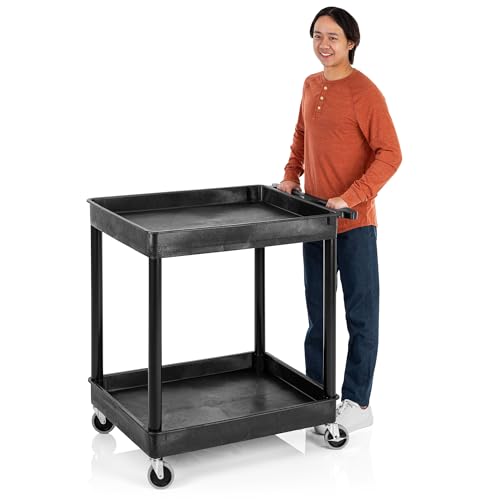 Stand Steady Tubstr Large 2 Shelf Utility Cart Supports Up to 200 lbs - Heavy Duty Deep Tub Cart, Rolling Storage Cart & Tool Cart for School, Office, Warehouse (32 x 24in)