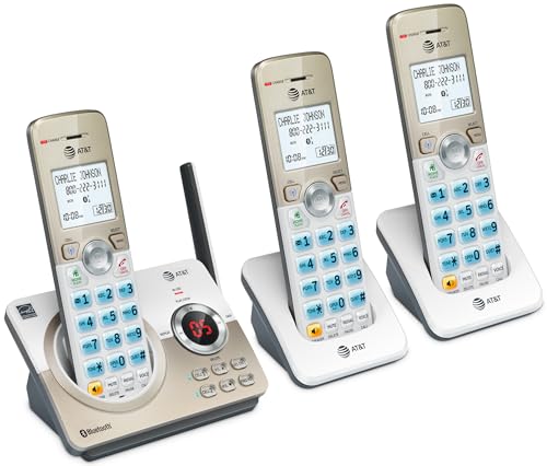 AT&T DL72319 DECT 6.0 3-Handset Cordless Phone for Home with Connect to Cell, Call Blocking, 1.8" Backlit Screen, Big Buttons, intercom, and Unsurpassed Range