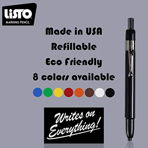 Listo 1620 BLACK COLOR - China Markers/Grease Pencils/China Marking Pen/Wax Pencils - Made in USA (48)