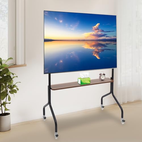 Rolling TV Stand for 32-75 Inch Flat Screen TVs, Portable Mobile TV Cart with Wheels, Easel Style Floor Stand for Business, Office, School & Home Use (Black)