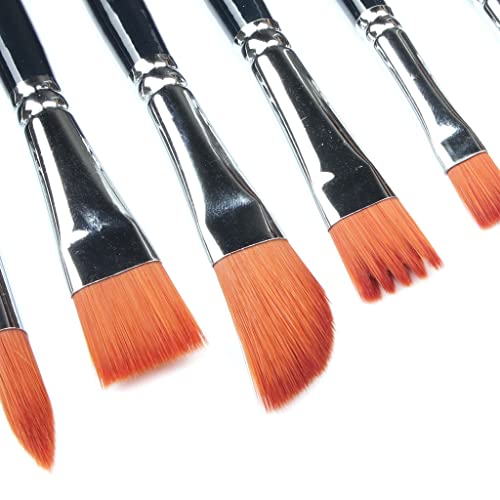 HBJWOV 12 Short Rod Copper Tube Oil Painting Acrylic Gouache Brush Set Nylon Hook Line Pen with Wooden Handle