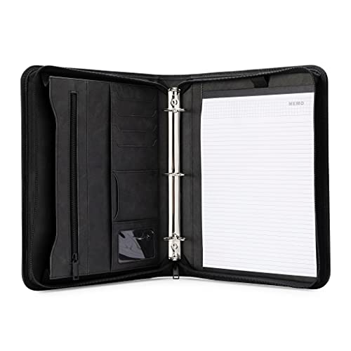 Forevermore Portfolio Binder, 1.5" Permanent 3-Ring, Vegan Leather, Black