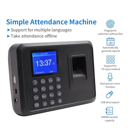 MHJKHG Clocking in Machine, Time Clock,Attendence Machine Biometric Attendance System USB Fingerprint Reader Time Clock