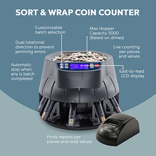 AccuBANKER AB510 Coin Counter, Sorter and Wrapper with Thermal Printer