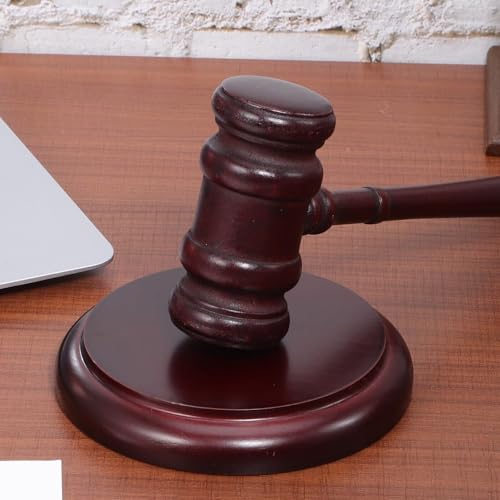 Traditional Wood Judge Gavel with Sound Block, Handcrafted Legal Hammer for Auctions Meetings Courtroom Symbol Auction Hammer