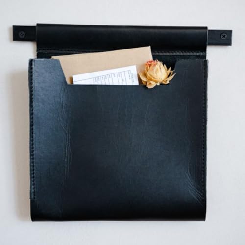 GauchoLife Leather Wall Pockets Organizer, Hanging Leather Organizer, Hanging Storage (Black)